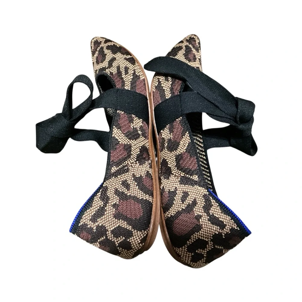 Rothy's Leopard Print Flats with Black Bow womens size 9 - Picture 7 of 10